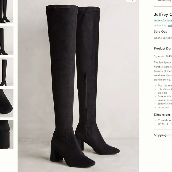 Jeffrey Campbell Cienega thigh high Boots black suede size 8.5 - Picture 1 of 5